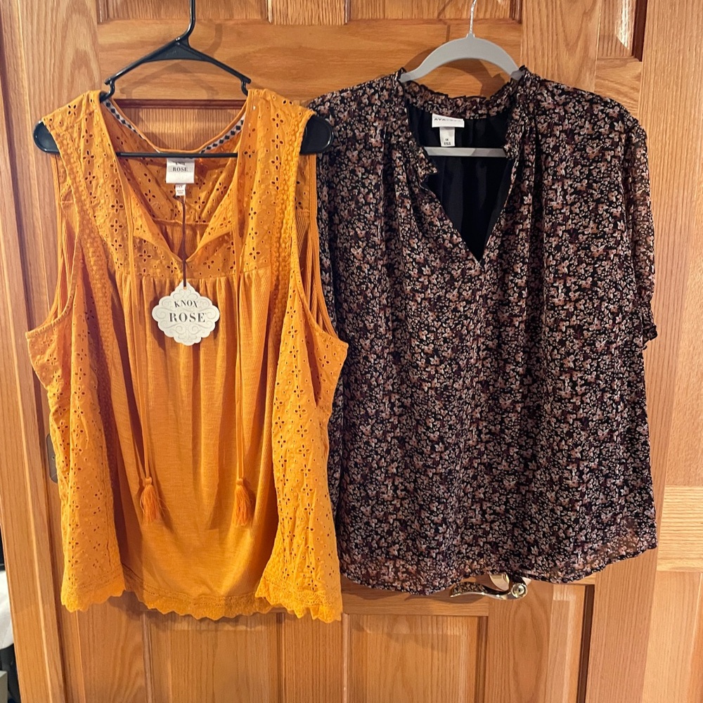 Target Brands Mustard and Black Floral Blouses